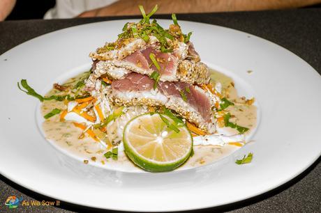 Seared Ahi Tuna with Asian Fusion flavors at Lemongrass Cafe'.