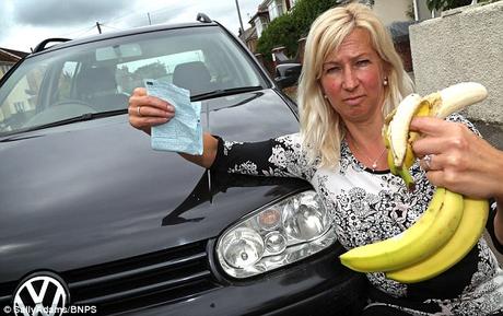 mother fined for eating bananas on wheel !