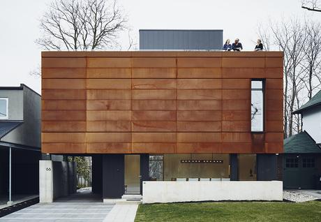 Modern box home clad in Cor-Ten steel