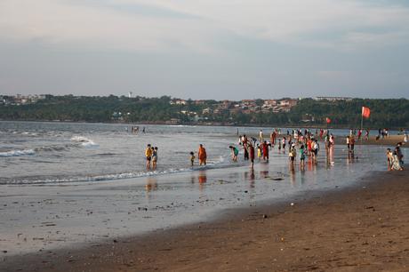 Miramar Beach, Goa, India.