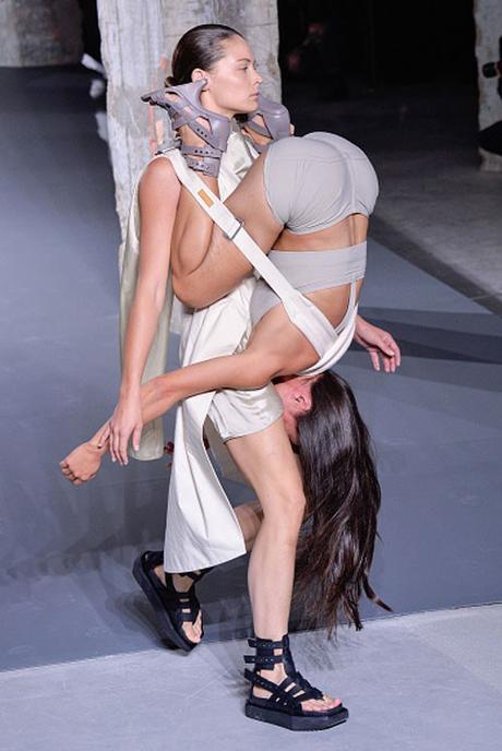 Rick Owens fashion show model wears model