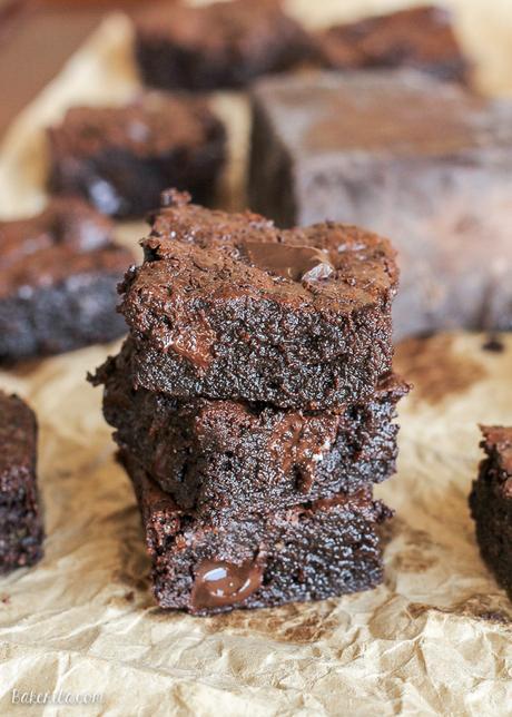 These are the Ultimate Gluten Free Fudge Brownies! This easy recipe makes super fudgy, melt in your mouth brownies. They are also refined sugar free and Paleo-friendly.