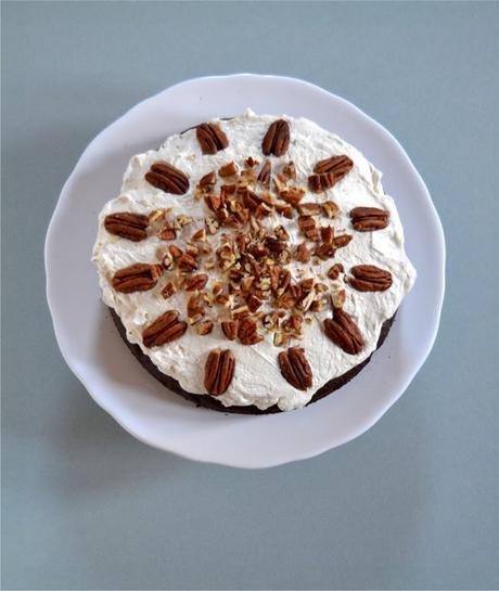 Chocolate Pecan Cake with Maple Whipped Cream