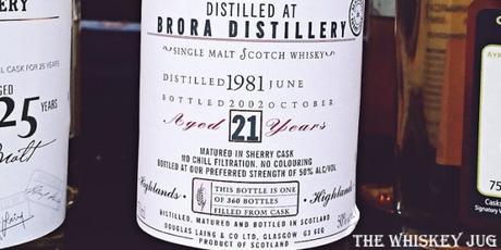 Brora 21 years Old Malt Cask Labeljpg