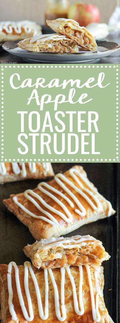 These Caramel Apple Toaster Strudel are a homemade twist on your childhood favorite! With a sticky sweet caramel apple filling and a cream cheese glaze, these are an upgrade on the classic.