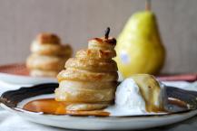Apple Cider Poached Pears in Cinnamon Sugar Puff Pastry