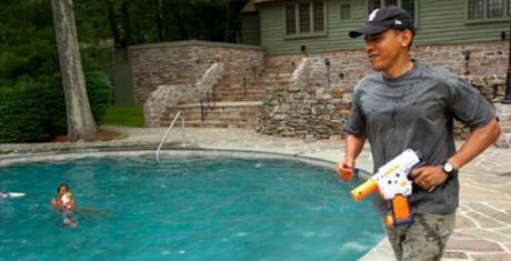 Obama with toy gun, 6-16-2013