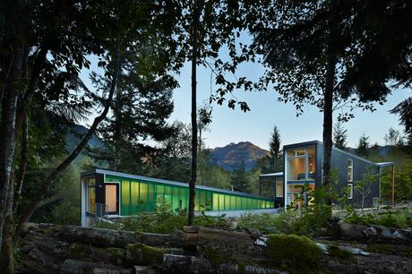 Cedar facade of modern Seattle cabin by David Coleman.