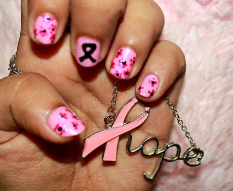 Breast Cancer Awareness Ribbon Nail Art