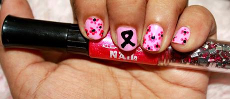 Breast Cancer Awareness Ribbon Nail Art