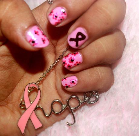 Breast Cancer Awareness Ribbon Nail Art