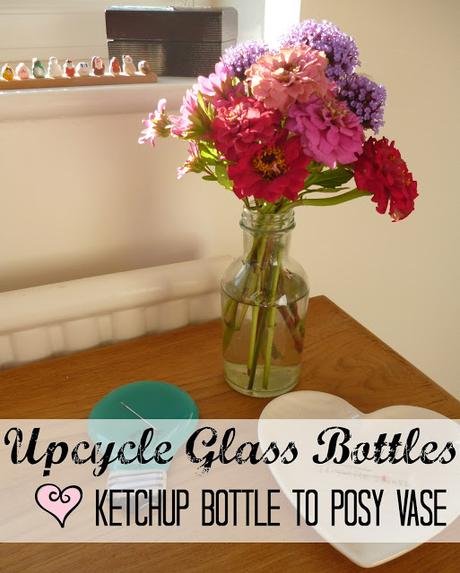 Old Ketchup Bottle to Flower Posy Vase