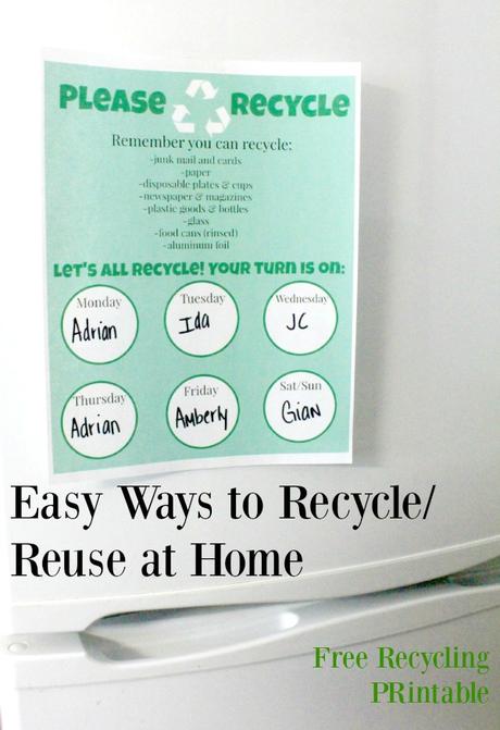 Easy Ways To Recycle and Re-Use at Home (FREE Printable)