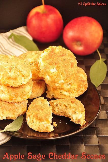 Eggless Apple Sage Cheddar Scones #BreadBakers