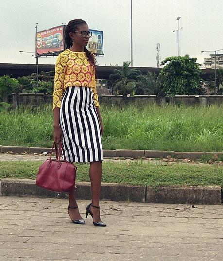 Vertical Stripes and Yellow Lace