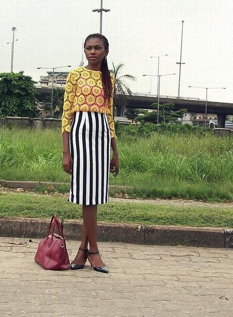 Vertical Stripes and Yellow Lace