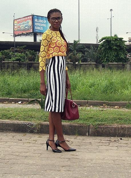 Vertical Stripes and Yellow Lace