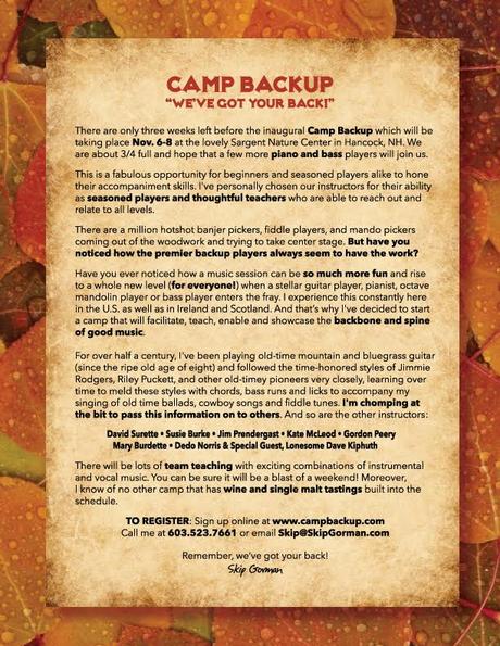 Two thumbs up for  Skip Gorman's CAMP BACKUP!