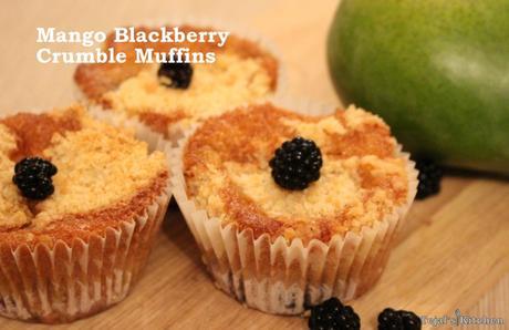 Mango Blackberry Crumble Muffins