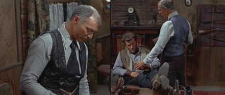 Col. Mortimer in For a Few Dollars More When down to his waistcoat, Colonel Mortimer is much more receptive to guests.