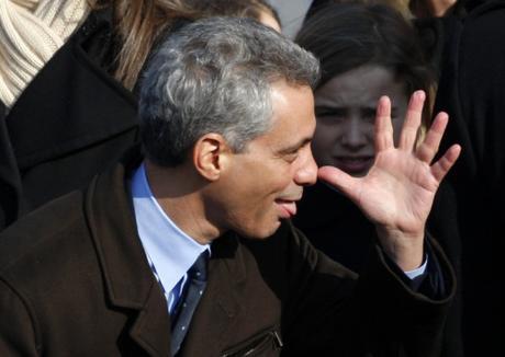 Incoming White House Chief of Staff Rahm Emanuel gestures prior to inauguration ceremony of Barack Obama as President of the United States in Washington