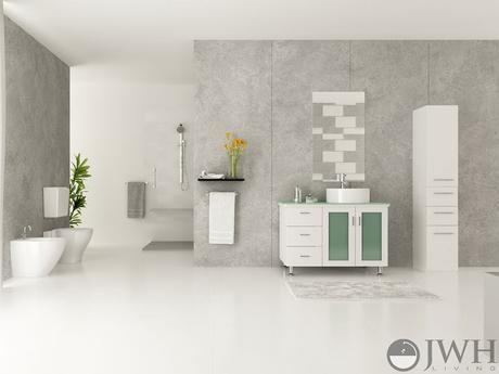 lune single vessel sink vanity white bathroom modern contemporary design style jwh living
