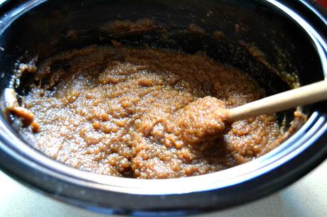 slow cooked pumpkin butter with spices and coffee