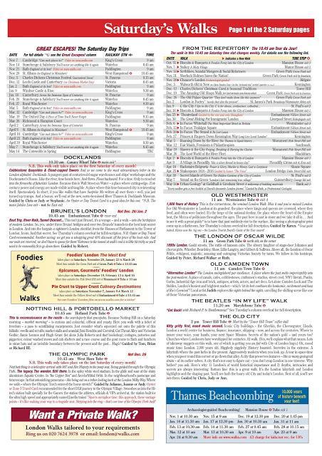 NEW! London Walks Calendar for Saturdays Winter 2015/16