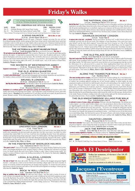 NEW! #London Walks Calendar for Wednesdays, Thursdays & Fridays Winter 2015/16