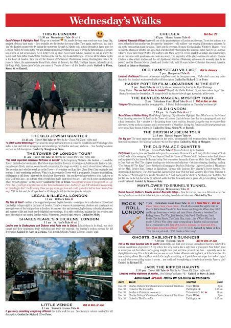 NEW! #London Walks Calendar for Wednesdays, Thursdays & Fridays Winter 2015/16