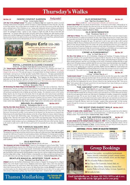 NEW! #London Walks Calendar for Wednesdays, Thursdays & Fridays Winter 2015/16