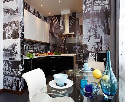 easy-ways-to-transform-your-kitchen-with-wallpaper-old-photos-art-print-wallpaper-decorating-black-white-for-modern-elegant-kitchen-style
