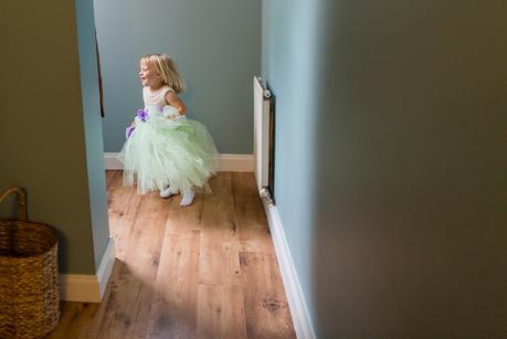 Bride Preparation for Barmbyfield Barn Wedding Little bridesmaid