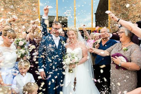 Confetti at barmbyfield barn wedding