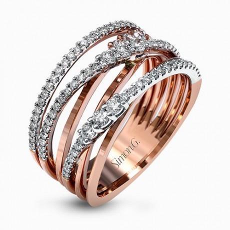 Simon G Rose gold banded diamond cocktail ring