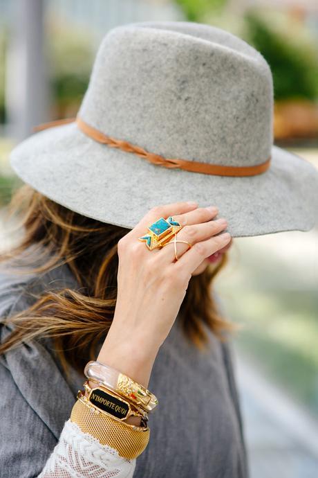 wishing well intentions acacia ring, alexis bittar n'importe quoi cuff and lucite bangle, barse jewelry double helix ring