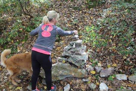 Hiking Lantern Hill summit with your dog adding to the Cairn #walktober