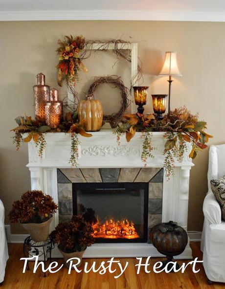 fall mantel with twigs