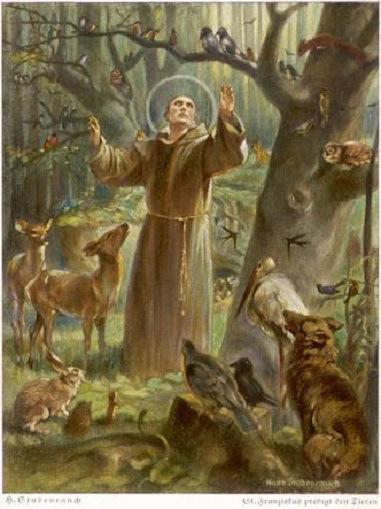 St. Francis of Assisi with birds and animals