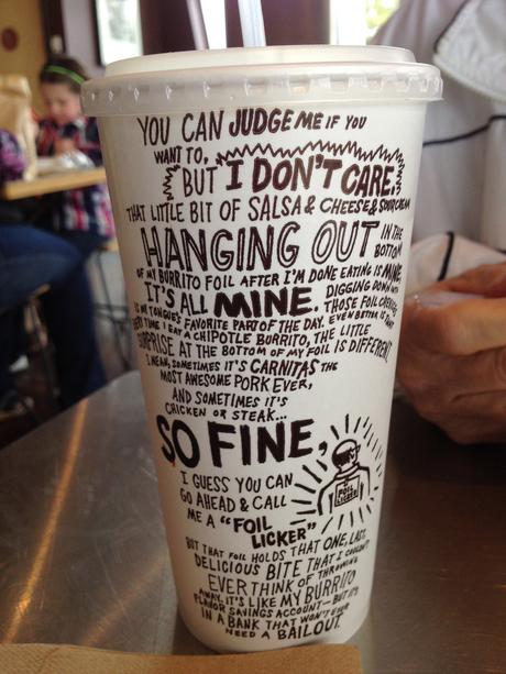 Chipotle cup speaks, 2.