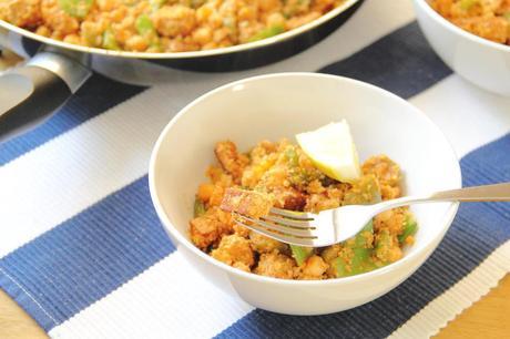 Tofu Chorizo & Lemon Cauliflower Rice for dinner