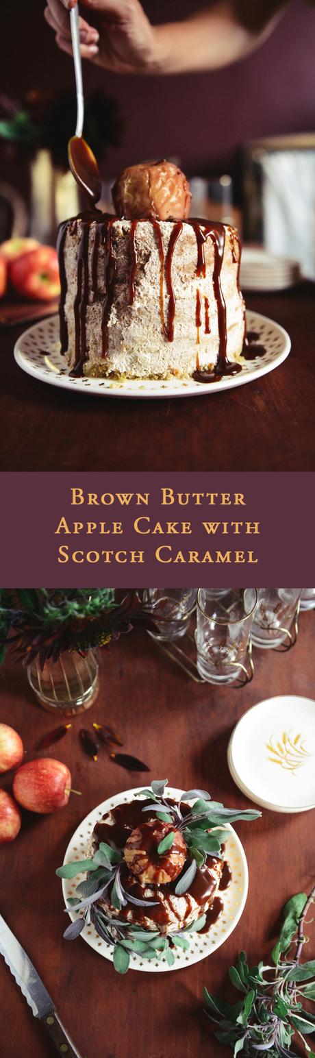 Brown Butter Apple Cake with Scotch Caramel // www.WithTheGrains.com