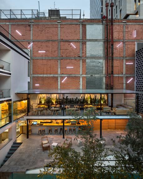 The courtyard of Hotel Carlota in Mexico City designed by JSa Arquitectura