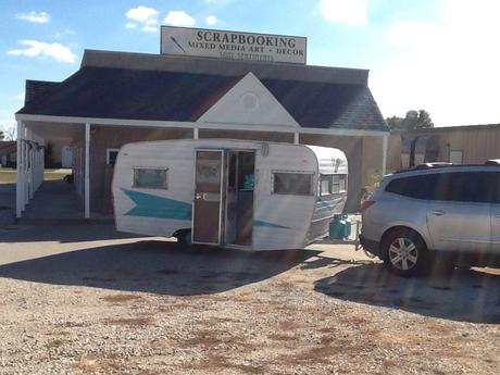 Vintage Trailer in front of Soul Sentiments