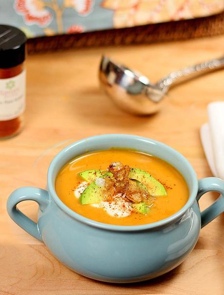 Slow Cooker Butternut Squash, Potato and Roasted Pepper Soup
