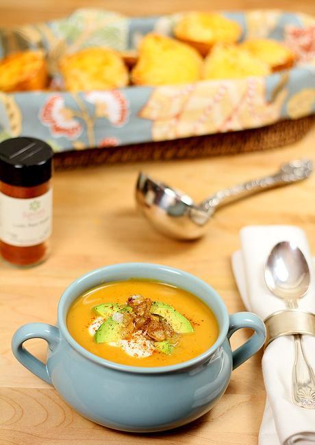 Slow Cooker Butternut Squash, Potato and Roasted Pepper Soup