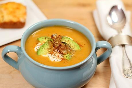 Slow Cooker Butternut Squash, Potato and Roasted Pepper Soup