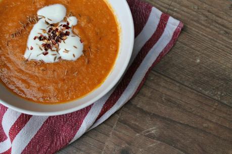 spiced carrot and red lentil soup