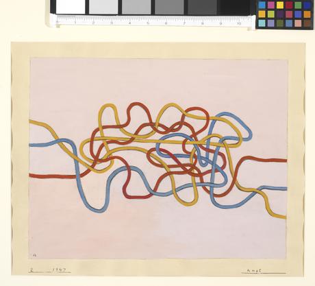 Anni Albers, Knot 2, 1947, gouache on paper, 17 x 21 1/8 inches.
