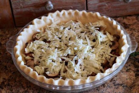 building the filling for quiche